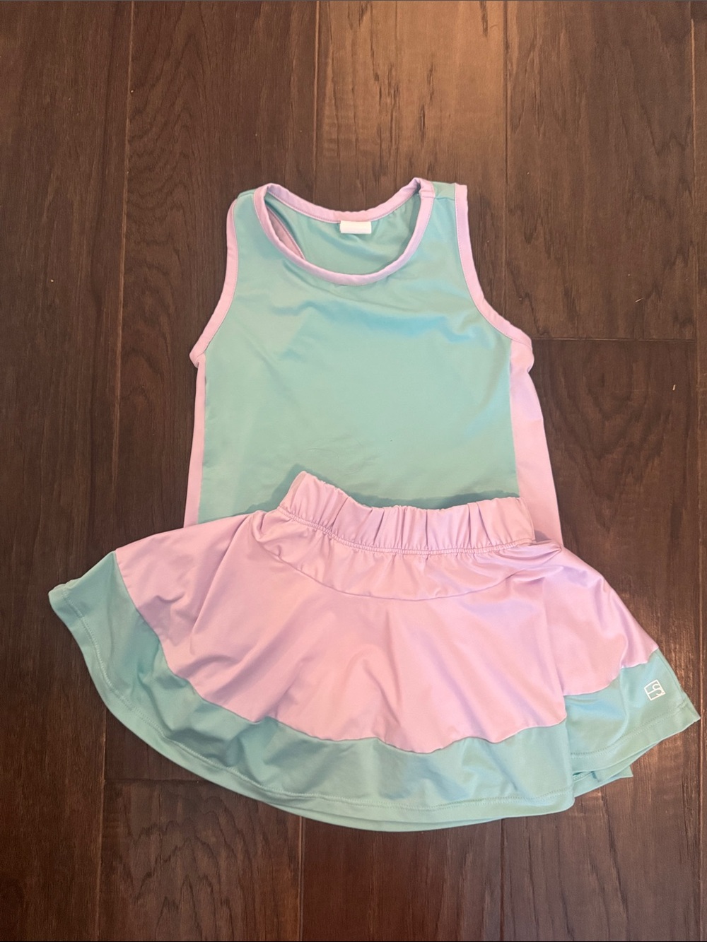 Mint & light purple set athletic matching set- Two-Piece Tank Top and Skort